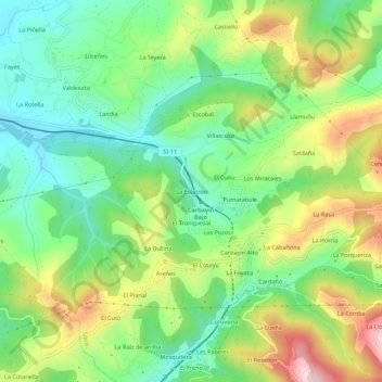 La Estación topographic map, elevation, terrain