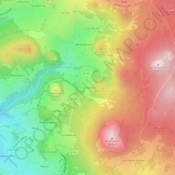 Le Villaret topographic map, elevation, terrain