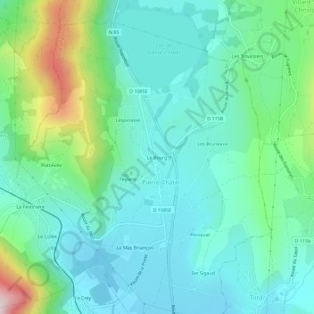 Le Bourg topographic map, elevation, terrain