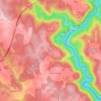 Esclos topographic map, elevation, terrain