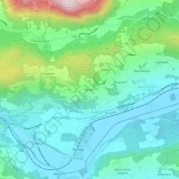 Paindorf topographic map, elevation, terrain