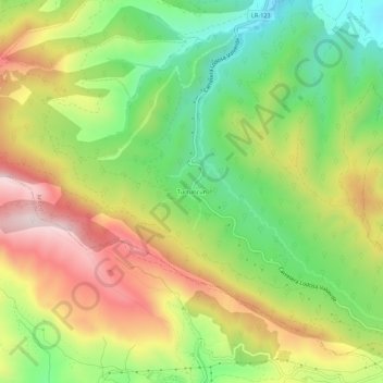 Turruncún topographic map, elevation, terrain