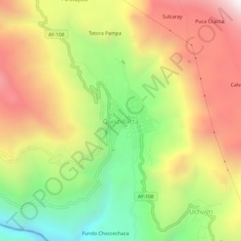 Quispillacta topographic map, elevation, terrain