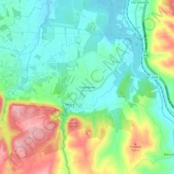 Columbeira topographic map, elevation, terrain