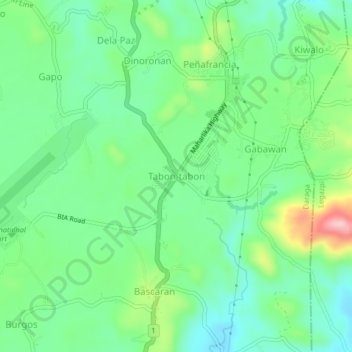 Tabon-tabon topographic map, elevation, terrain