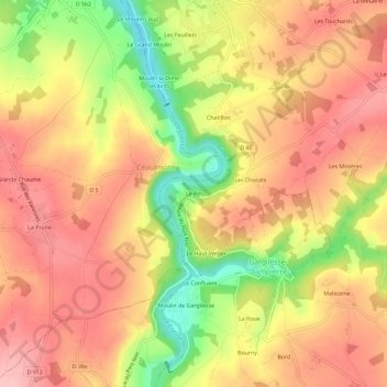 Le Pin topographic map, elevation, terrain