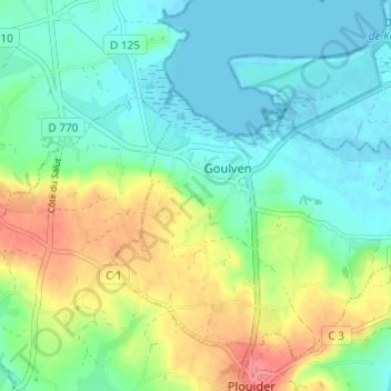Kerouzien topographic map, elevation, terrain