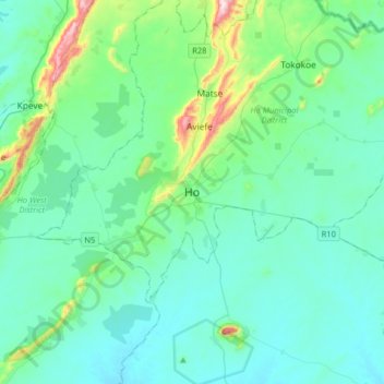 Ho topographic map, elevation, terrain