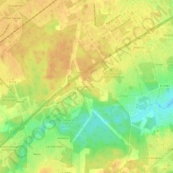 Le Cournau topographic map, elevation, terrain