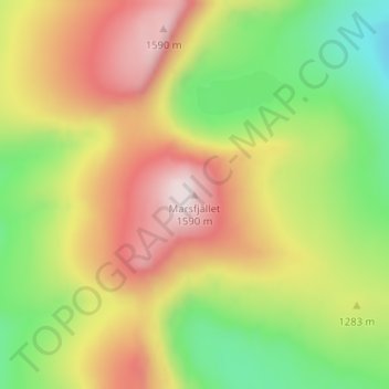 Marsfjället topographic map, elevation, terrain