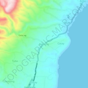 Balisong topographic map, elevation, terrain