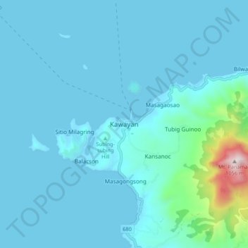 Kawayan topographic map, elevation, terrain