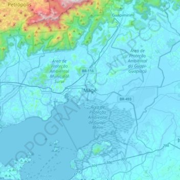 Magé topographic map, elevation, terrain