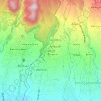Sidorejo topographic map, elevation, terrain