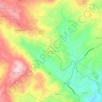 Freixo de Baixo topographic map, elevation, terrain