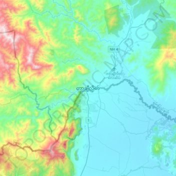 Tachileik topographic map, elevation, terrain