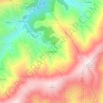 Chãs d'Égua topographic map, elevation, terrain