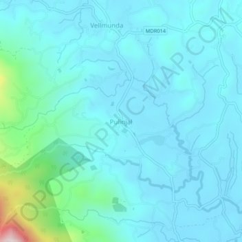 Pulinjal topographic map, elevation, terrain