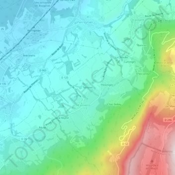 Terrotet topographic map, elevation, terrain