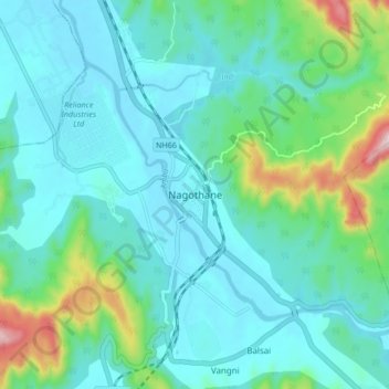 Nagothane topographic map, elevation, terrain