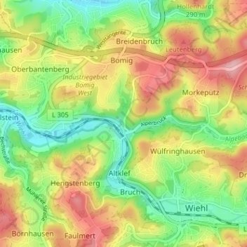 Alperbrück topographic map, elevation, terrain
