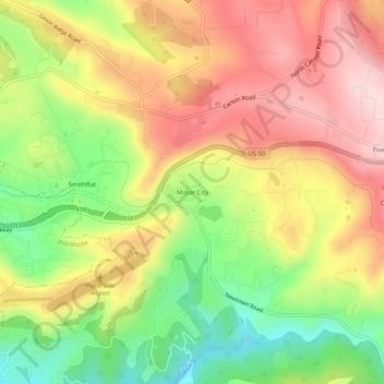 Motor City topographic map, elevation, terrain