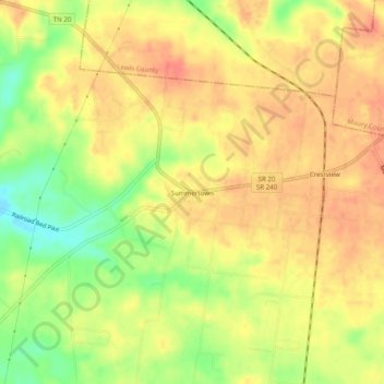 Summertown topographic map, elevation, terrain