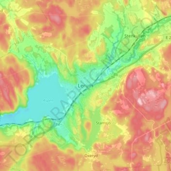 Lerum topographic map, elevation, terrain