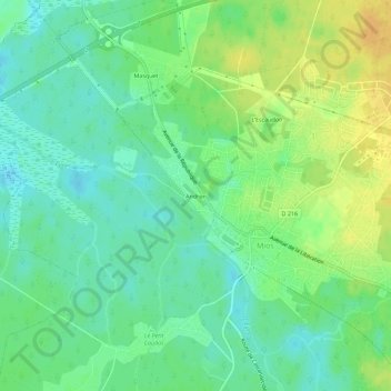 Andron topographic map, elevation, terrain