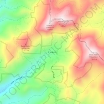 Shookville topographic map, elevation, terrain