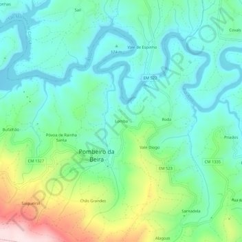 Lomba topographic map, elevation, terrain