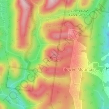 Bowen Mountain topographic map, elevation, terrain