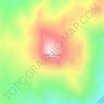 Cerro Colipilli topographic map, elevation, terrain