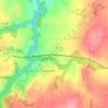 Crec'h Allain topographic map, elevation, terrain