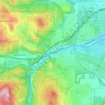 Truckee topographic map, elevation, terrain