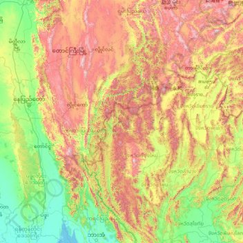 Mae Hong Son Province topographic map, elevation, terrain