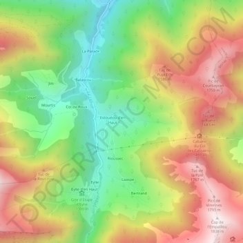 Morère Rouge topographic map, elevation, terrain