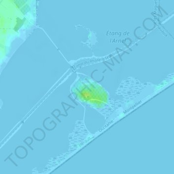Maguelone topographic map, elevation, terrain