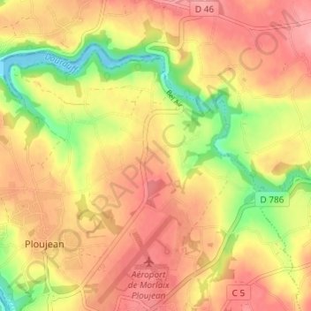 La Villeneuve topographic map, elevation, terrain