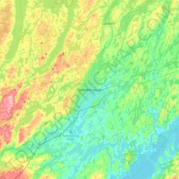 Peterborough topographic map, elevation, terrain