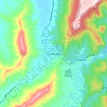 Canungra topographic map, elevation, terrain