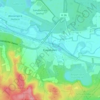 Flaesheim topographic map, elevation, terrain