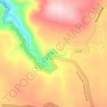 Mackenzie Falls topographic map, elevation, terrain
