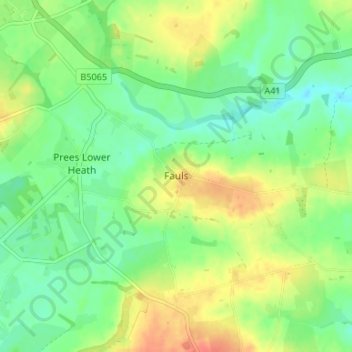 Fauls topographic map, elevation, terrain
