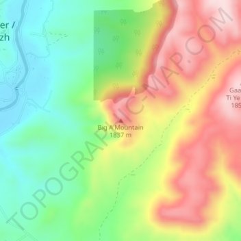 Big A Mountain topographic map, elevation, terrain