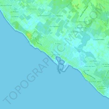 La Cotinière topographic map, elevation, terrain
