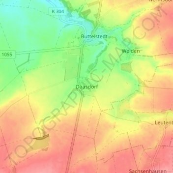Daasdorf topographic map, elevation, terrain