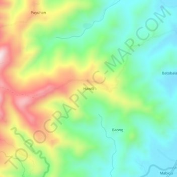 Hawili topographic map, elevation, terrain