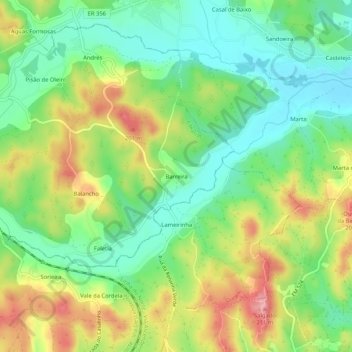 Barreira topographic map, elevation, terrain