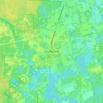 Crawfordville topographic map, elevation, terrain